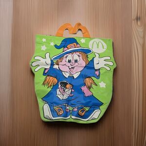 Vintage 1990 McDonalds Happy Meal Halloween Bag Pig Witch Trick Or Treat Candy